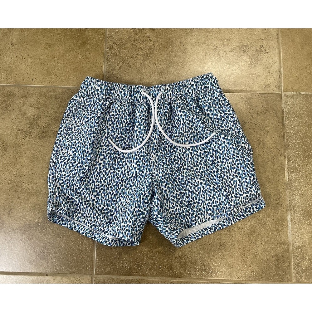 Cotton On Garments Tropical Swim Shorts Mens Size S White Blue Pattern 5" Ins